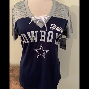 Dallas Cowboys form fitting woman’s jersey sexy laced up (large ) NWT